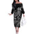 Personalized All Black Brothers Rugby Off The Shoulder Long Sleeve Dress New Zealand Maori Haka