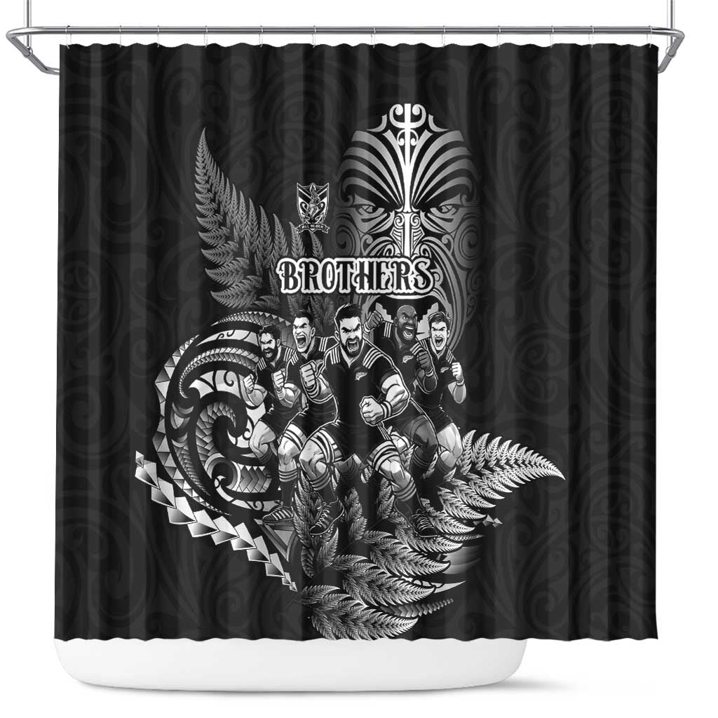 All Black Brothers Rugby Shower Curtain New Zealand Maori Haka