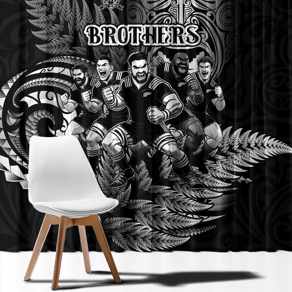 All Black Brothers Rugby Window Curtain New Zealand Maori Haka