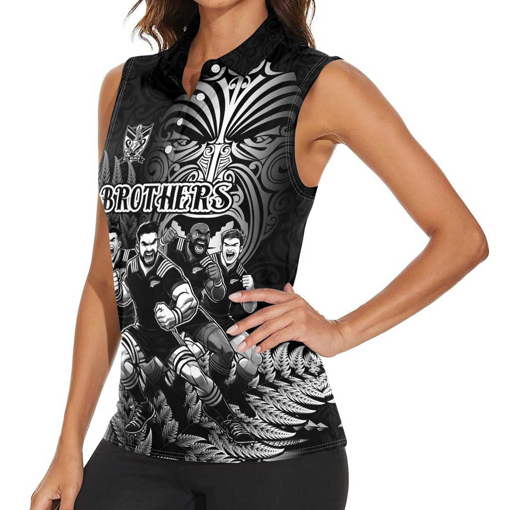 Personalized All Black Brothers Rugby Women Sleeveless Polo Shirt New Zealand Maori Haka