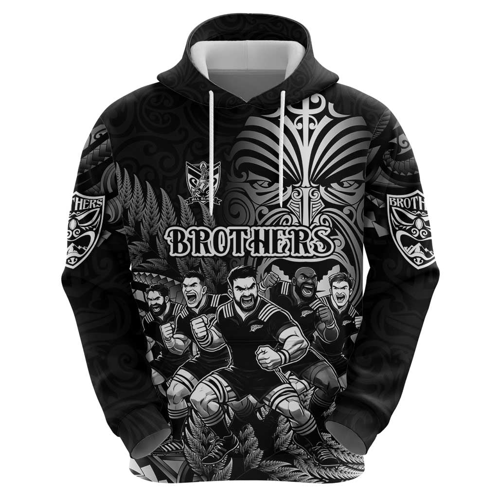 Personalized All Black Brothers Rugby Zip Hoodie New Zealand Maori Haka