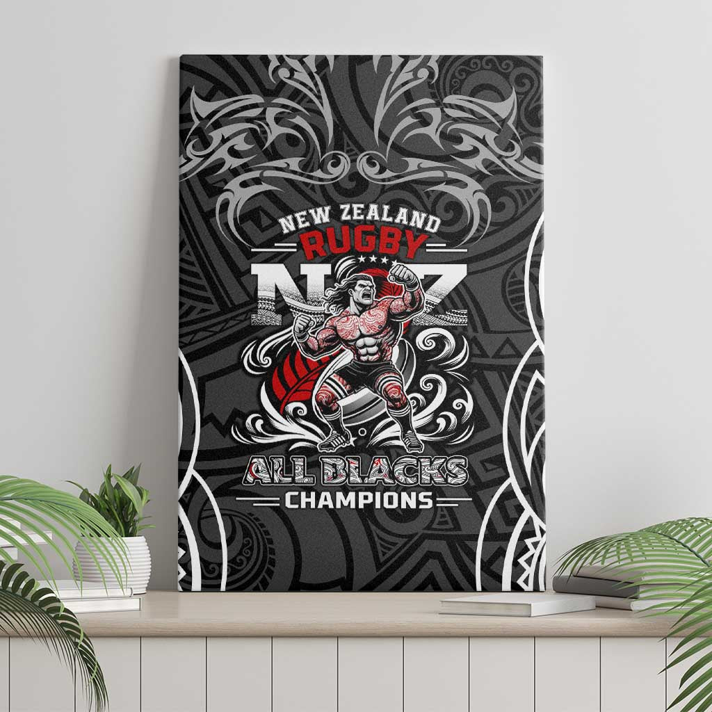 All Black NZL Rugby Champions Canvas Wall Art Maori Warrior