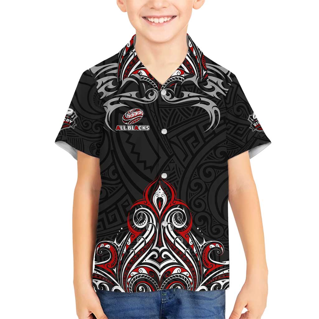 All Black NZL Rugby Champions Family Matching Long Sleeve Bodycon Dress and Hawaiian Shirt Maori Warrior