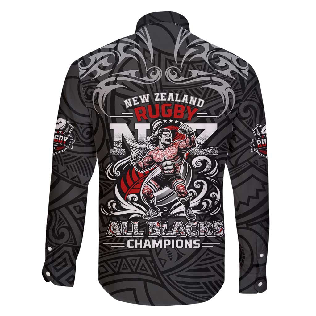 All Black NZL Rugby Champions Family Matching Off Shoulder Short Dress and Hawaiian Shirt Maori Warrior