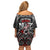 All Black NZL Rugby Champions Family Matching Off Shoulder Short Dress and Hawaiian Shirt Maori Warrior