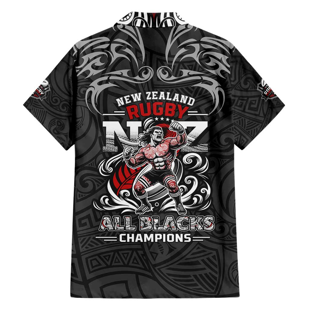 All Black NZL Rugby Champions Hawaiian Shirt Maori Warrior