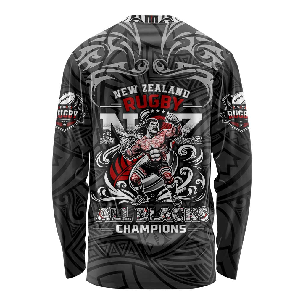 All Black NZL Rugby Champions Long Sleeve Shirt Maori Warrior