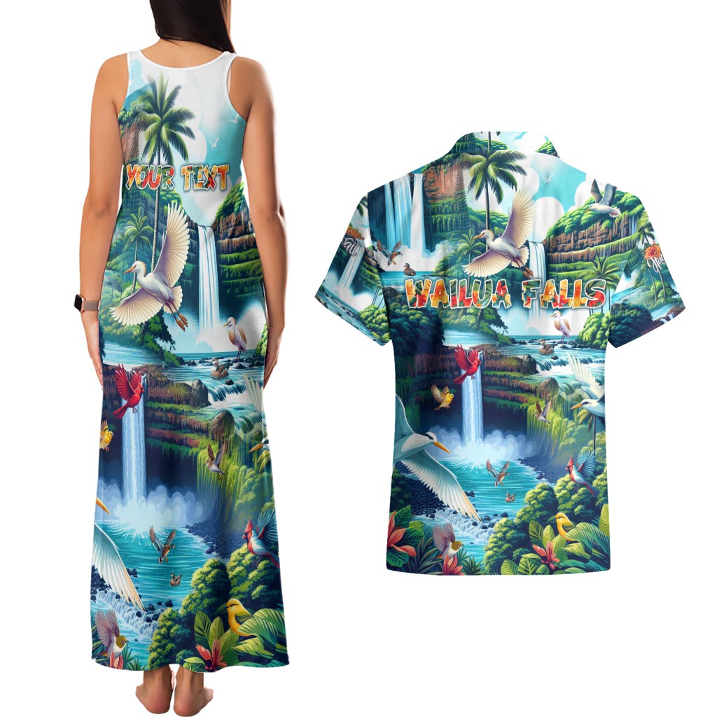 Wailua Falls Hawaii Couples Matching Tank Maxi Dress and Hawaiian Shirt Kauai Natural Beauty