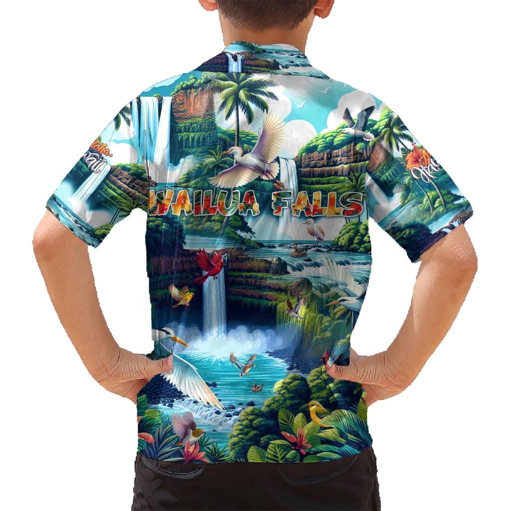 Wailua Falls Hawaii Family Matching Long Sleeve Bodycon Dress and Hawaiian Shirt Kauai Natural Beauty DT02 - Polynesian Pride