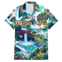 Wailua Falls Hawaii Family Matching Long Sleeve Bodycon Dress and Hawaiian Shirt Kauai Natural Beauty DT02 Dad's Shirt - Short Sleeve Art - Polynesian Pride