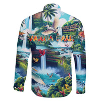 Wailua Falls Hawaii Family Matching Off The Shoulder Long Sleeve Dress and Hawaiian Shirt Kauai Natural Beauty DT02 - Polynesian Pride