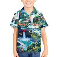 Wailua Falls Hawaii Family Matching Off The Shoulder Long Sleeve Dress and Hawaiian Shirt Kauai Natural Beauty DT02 Son's Shirt Art - Polynesian Pride