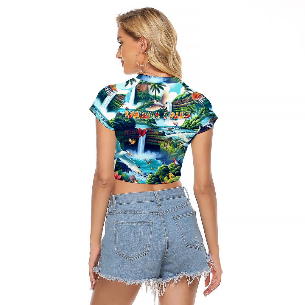 Wailua Falls Hawaii Raglan Cropped T Shirt Kauai Natural Beauty