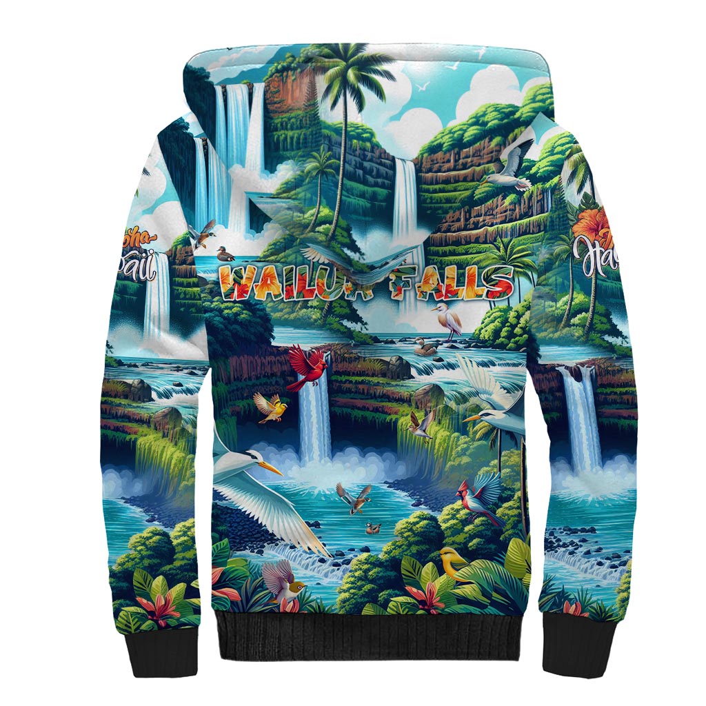 Wailua Falls Hawaii Sherpa Hoodie Kauai Natural Beauty