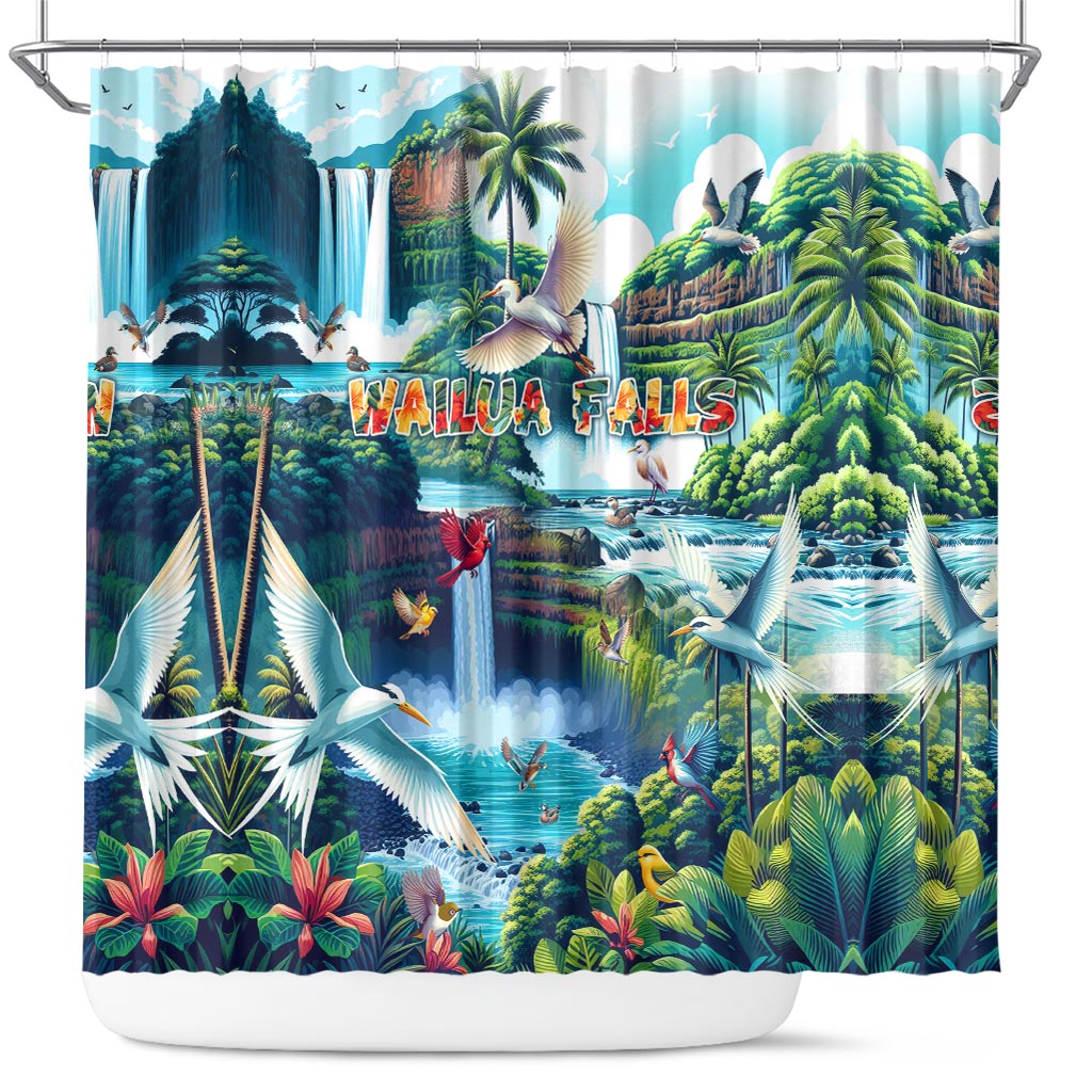 Wailua Falls Hawaii Shower Curtain Kauai Natural Beauty DT02 Art - Polynesian Pride