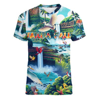 Wailua Falls Hawaii Women V-Neck T-Shirt Kauai Natural Beauty