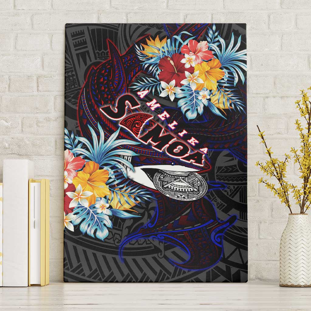 Amelika Samoa Sharks Polynesia Canvas Wall Art American Samoa DT02 Without Frame Black - Polynesian Pride