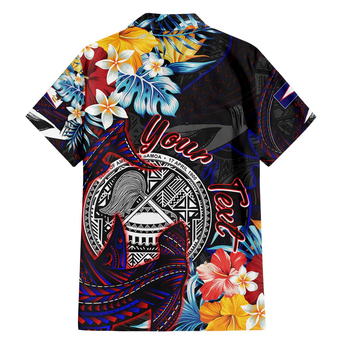 Personalized Amelika Samoa Sharks Polynesia Family Matching Off The Shoulder Long Sleeve Dress and Hawaiian Shirt American Samoa