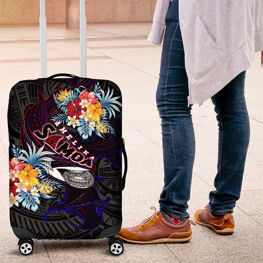 Amelika Samoa Sharks Polynesia Luggage Cover American Samoa DT02 Black - Polynesian Pride