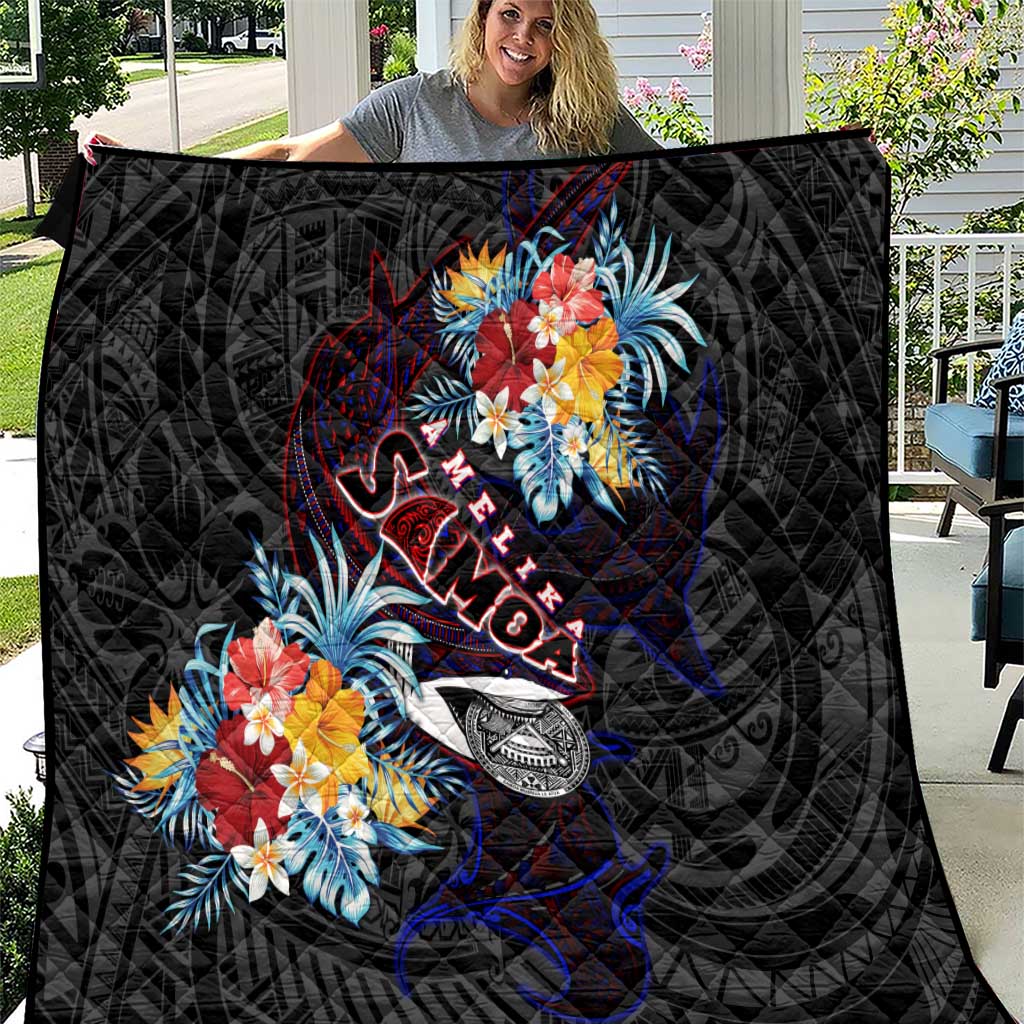 Amelika Samoa Sharks Polynesia Quilt American Samoa DT02 Black - Polynesian Pride