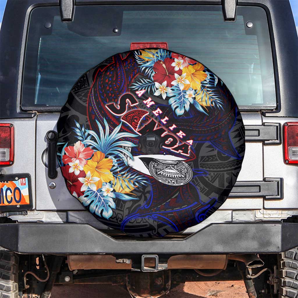 Amelika Samoa Sharks Polynesia Spare Tire Cover American Samoa DT02 Black - Polynesian Pride