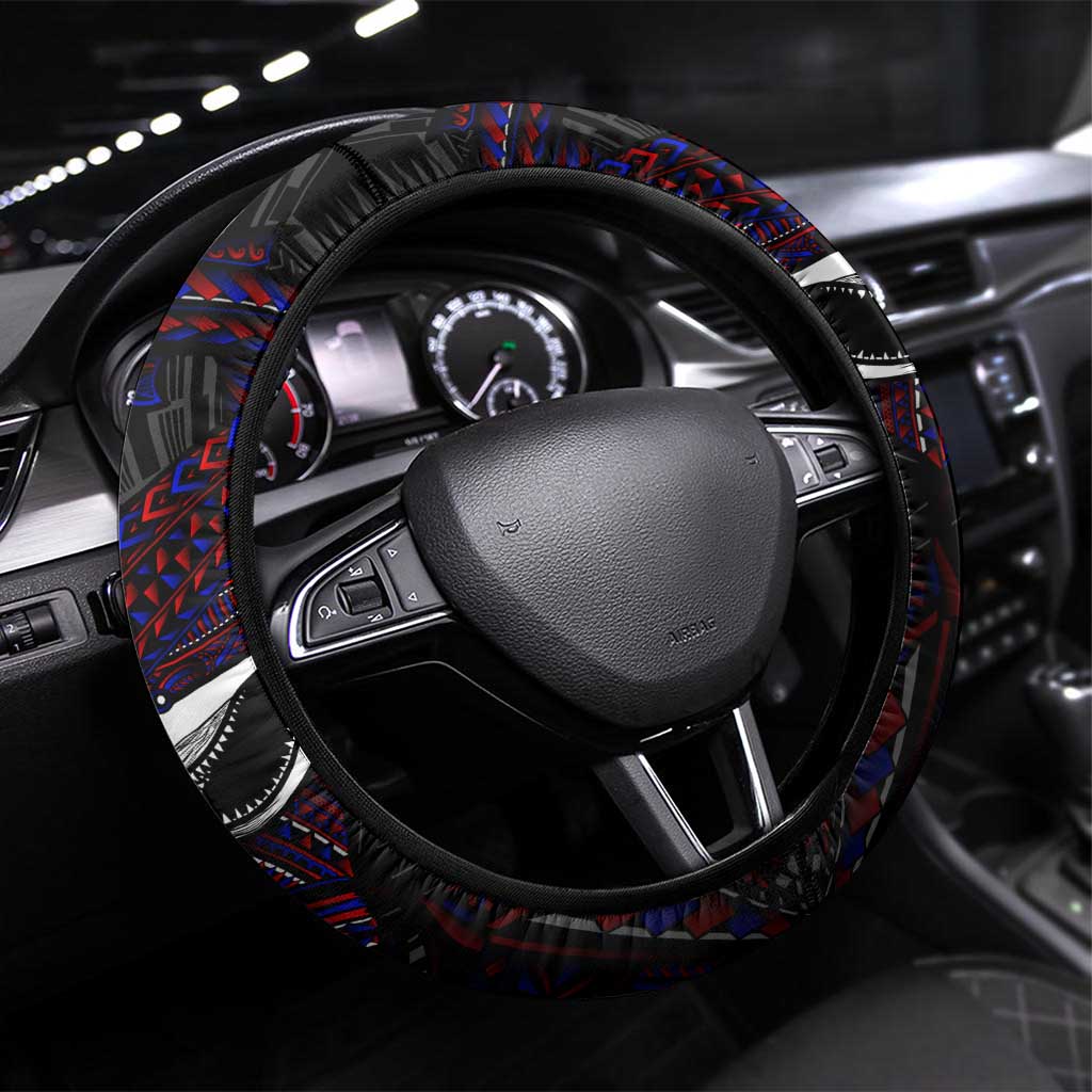 Amelika Samoa Sharks Polynesia Steering Wheel Cover American Samoa DT02 Universal Fit Black - Polynesian Pride