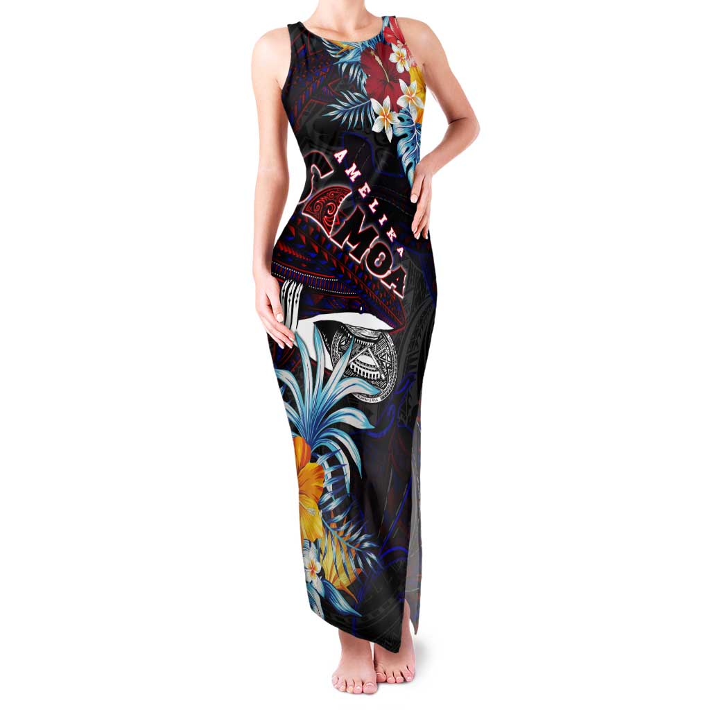 Personalized Amelika Samoa Sharks Polynesia Tank Maxi Dress American Samoa DT02 Women Black - Polynesian Pride