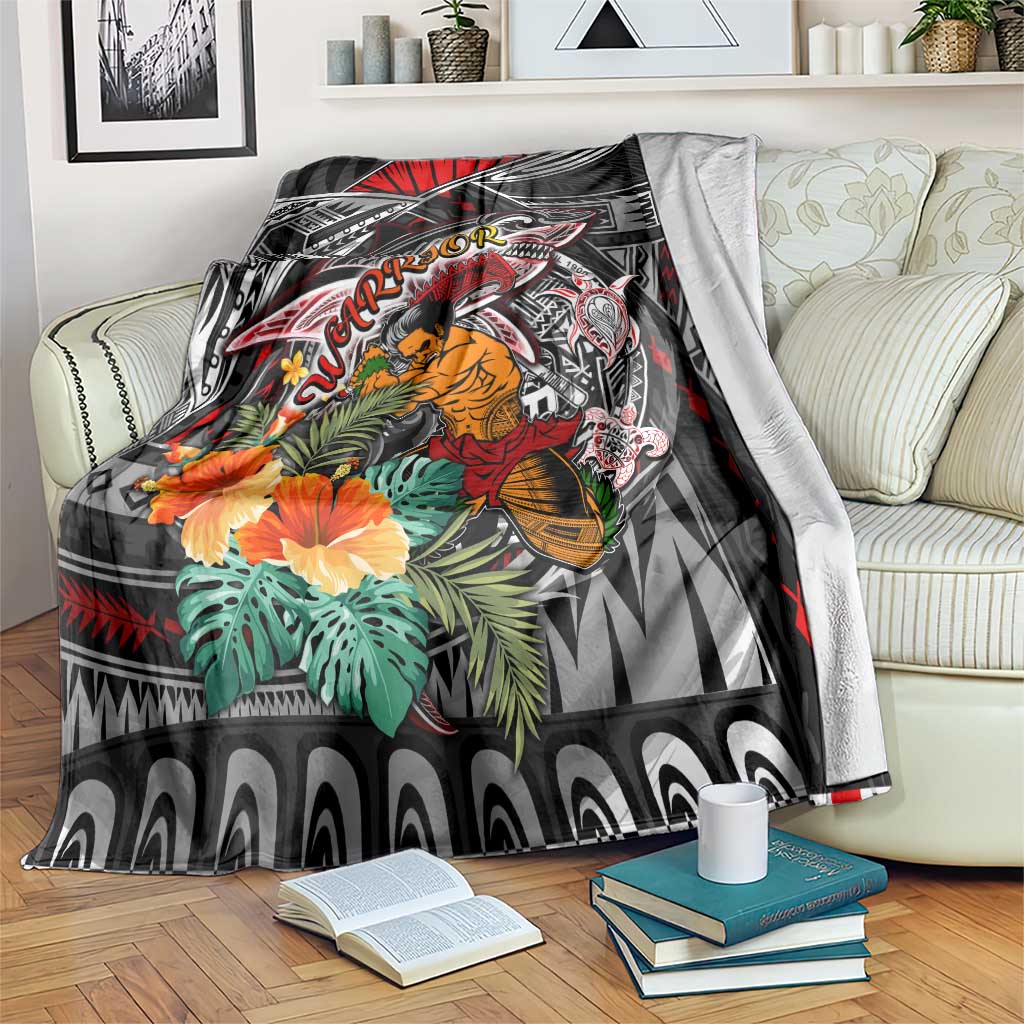 American Samoa Warrior Blanket Shark Turtle Polynesian Tattoo DT02 Black - Polynesian Pride