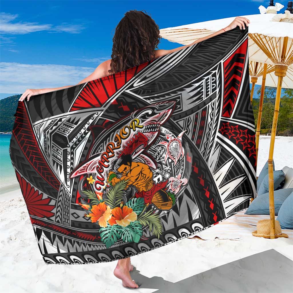 American Samoa Warrior Sarong Shark Turtle Polynesian Tattoo DT02 One Size 44 x 66 inches Black - Polynesian Pride