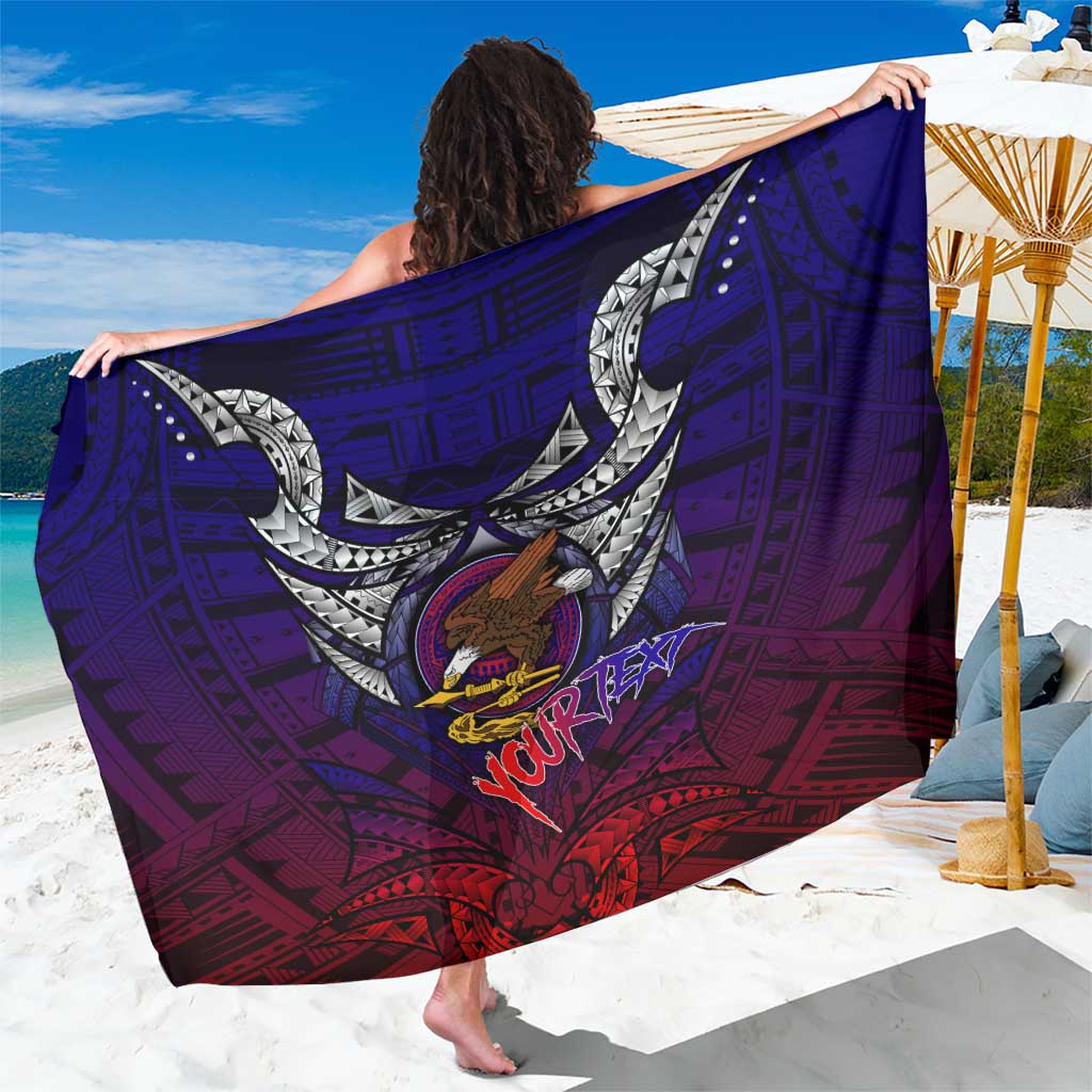 Personalized American Samoa Flag Sarong Eagles Polynesian Art DT02 One Size 44 x 66 inches Blue - Polynesian Pride