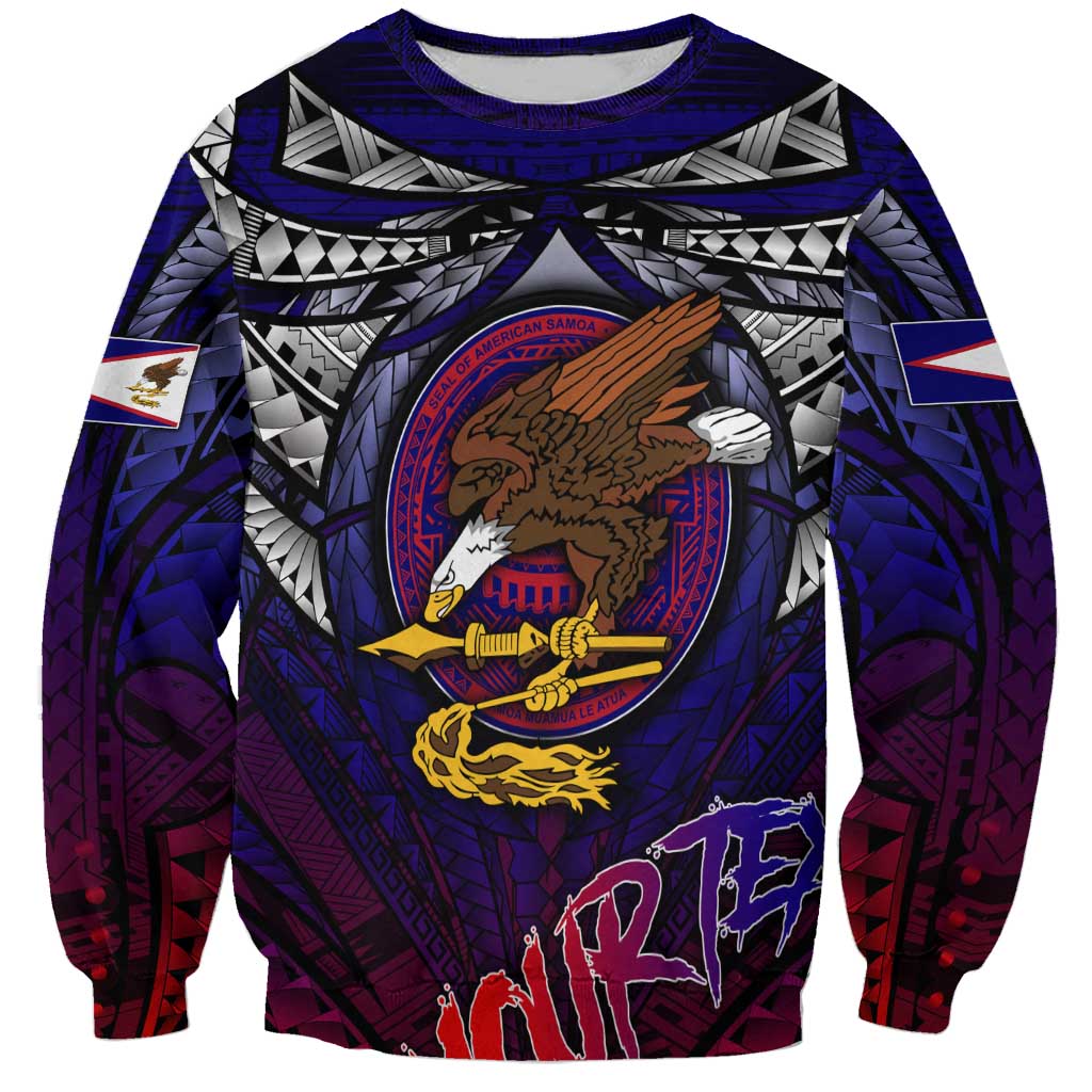 Personalized American Samoa Flag Sweatshirt Eagles Polynesian Art DT02 Unisex Blue - Polynesian Pride