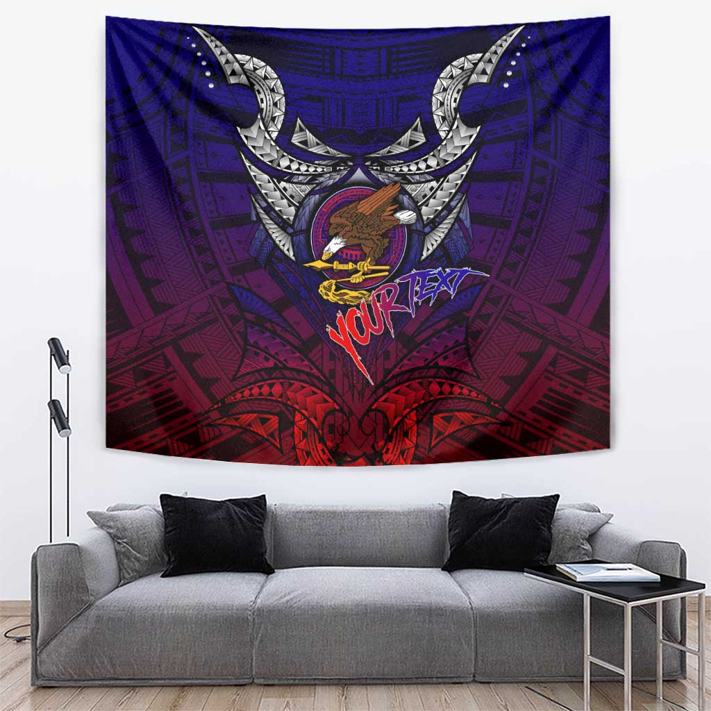 Personalized American Samoa Flag Tapestry Eagles Polynesian Art DT02 Blue - Polynesian Pride