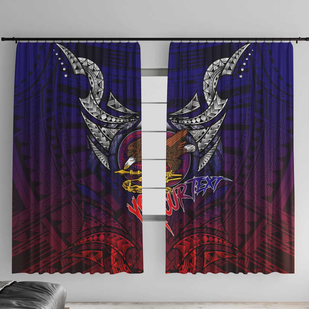 Personalized American Samoa Flag Window Curtain Eagles Polynesian Art DT02 With Hooks Blue - Polynesian Pride