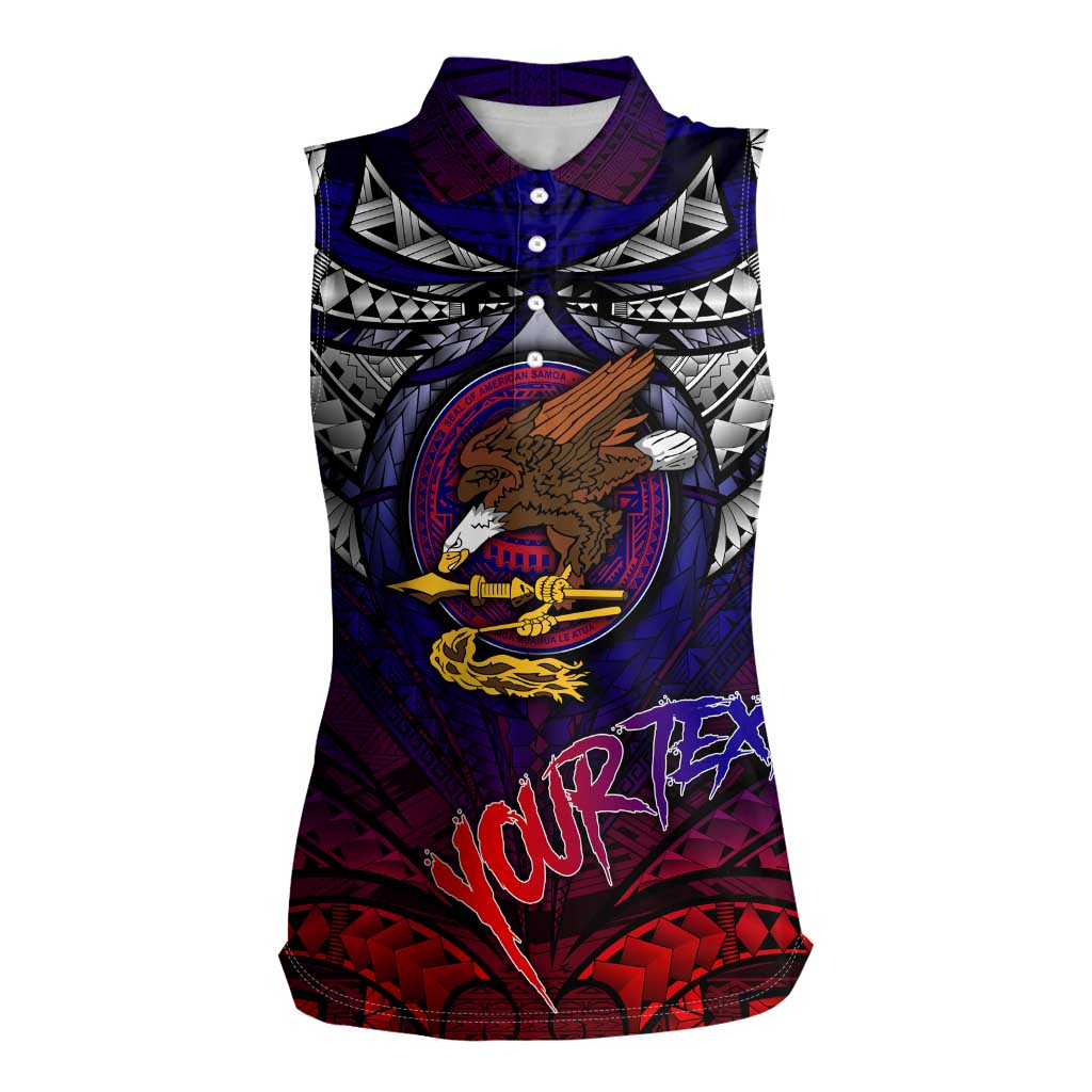 Personalized American Samoa Flag Women Sleeveless Polo Shirt Eagles Polynesian Art DT02 Female Blue - Polynesian Pride