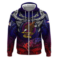 Personalized American Samoa Flag Zip Hoodie Eagles Polynesian Art DT02 Zip Hoodie Blue - Polynesian Pride