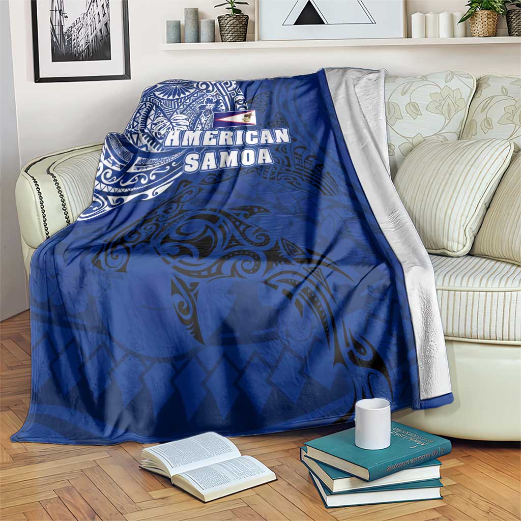 Sharks And American Samoa Blanket Simple Polynesian Blue DT02 Blue - Polynesian Pride