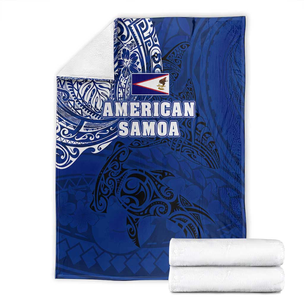 Sharks And American Samoa Blanket Simple Polynesian Blue