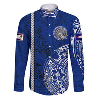 Sharks And American Samoa Family Matching Puletasi and Hawaiian Shirt Simple Polynesian Blue