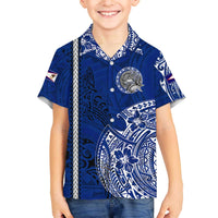 Sharks And American Samoa Family Matching Puletasi and Hawaiian Shirt Simple Polynesian Blue