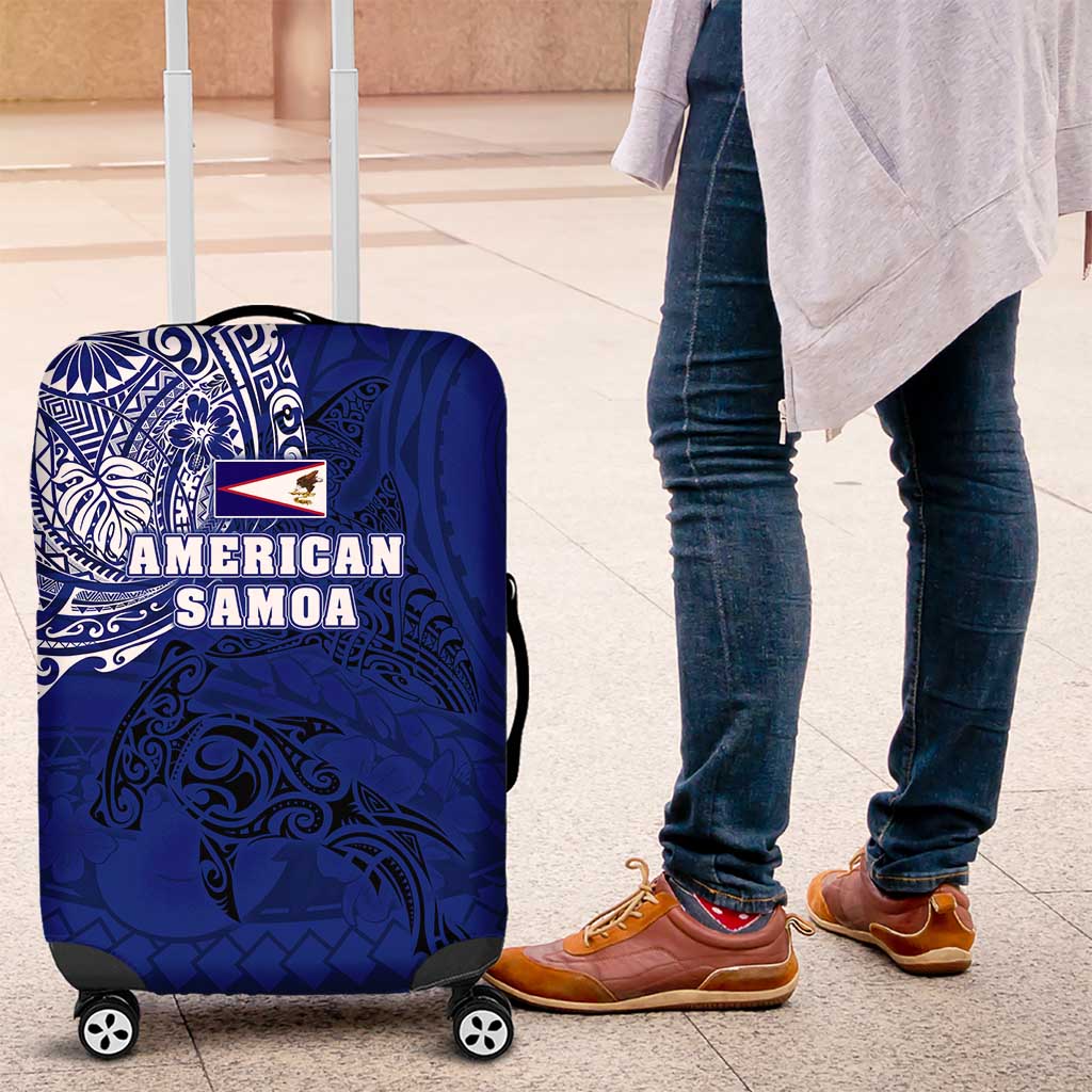 Sharks And American Samoa Luggage Cover Simple Polynesian Blue DT02 Blue - Polynesian Pride