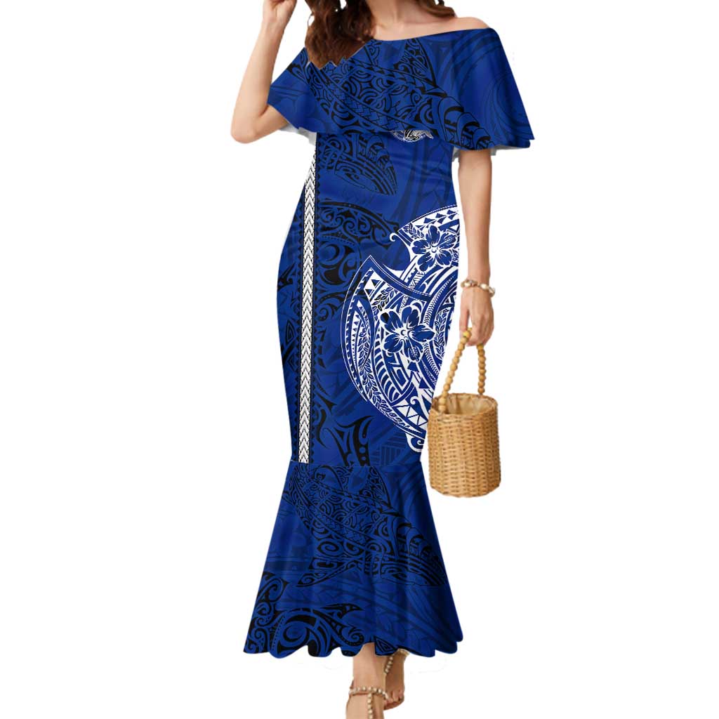 Sharks And American Samoa Mermaid Dress Simple Polynesian Blue DT02 Women Blue - Polynesian Pride