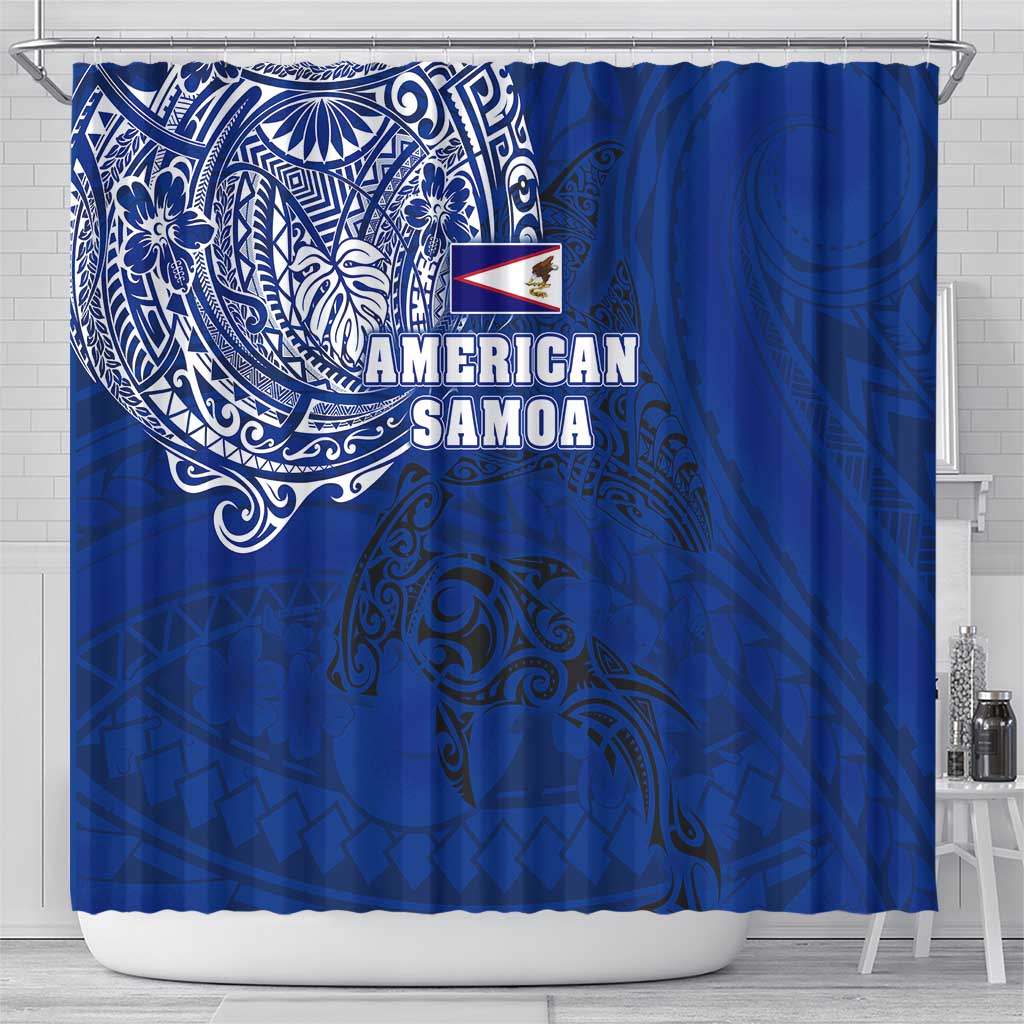 Sharks And American Samoa Shower Curtain Simple Polynesian Blue
