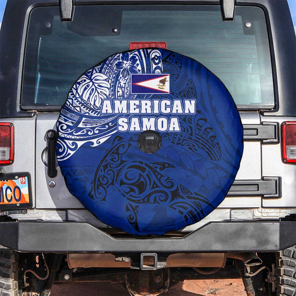 Sharks And American Samoa Spare Tire Cover Simple Polynesian Blue DT02 Blue - Polynesian Pride