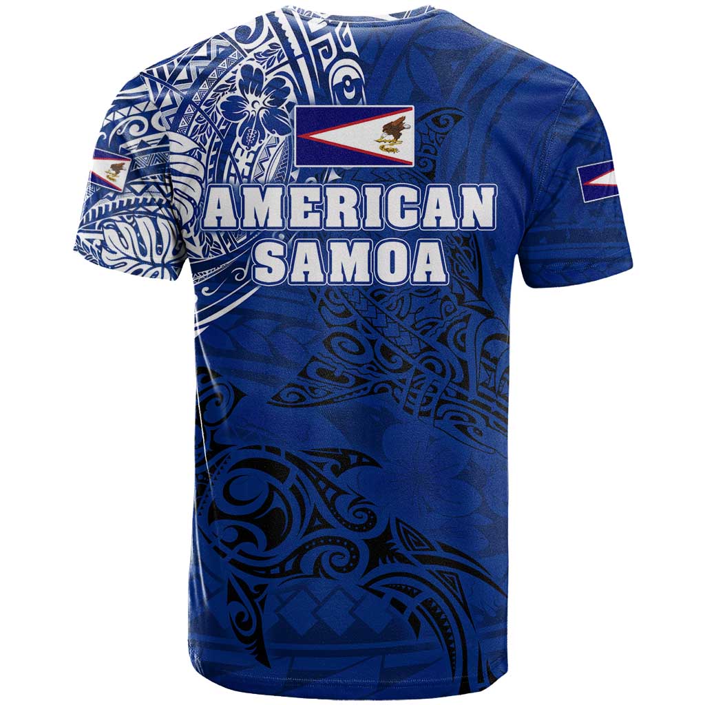 Sharks And American Samoa T Shirt Simple Polynesian Blue