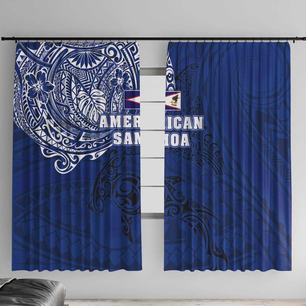 Sharks And American Samoa Window Curtain Simple Polynesian Blue DT02 With Hooks Blue - Polynesian Pride
