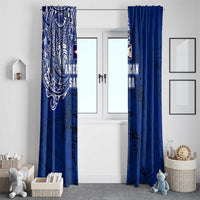 Sharks And American Samoa Window Curtain Simple Polynesian Blue