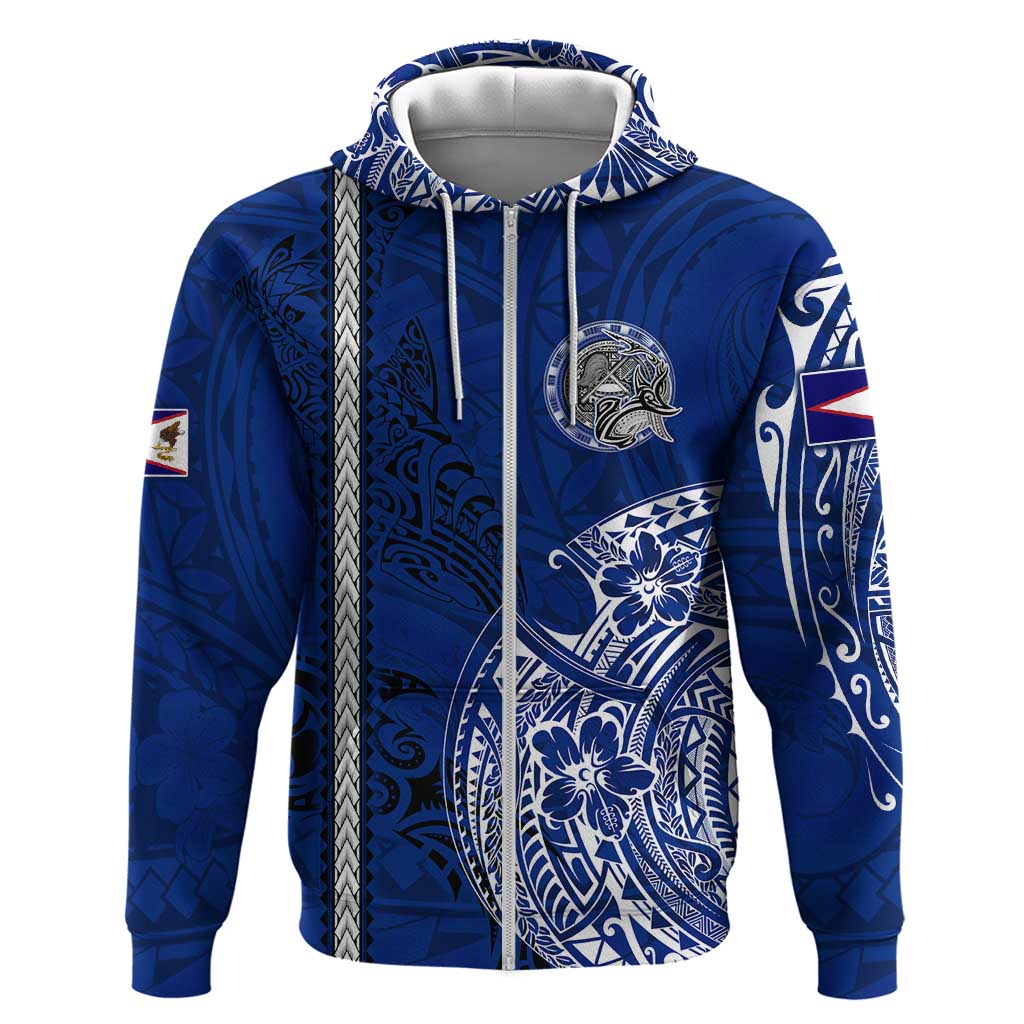 Sharks And American Samoa Zip Hoodie Simple Polynesian Blue DT02 Zip Hoodie Blue - Polynesian Pride