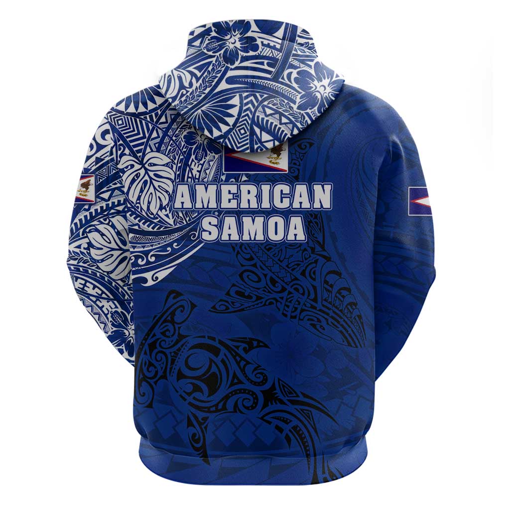 Sharks And American Samoa Zip Hoodie Simple Polynesian Blue DT02 - Polynesian Pride