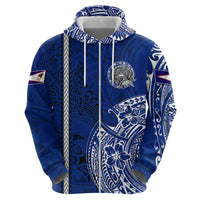 Sharks And American Samoa Zip Hoodie Simple Polynesian Blue DT02 - Polynesian Pride