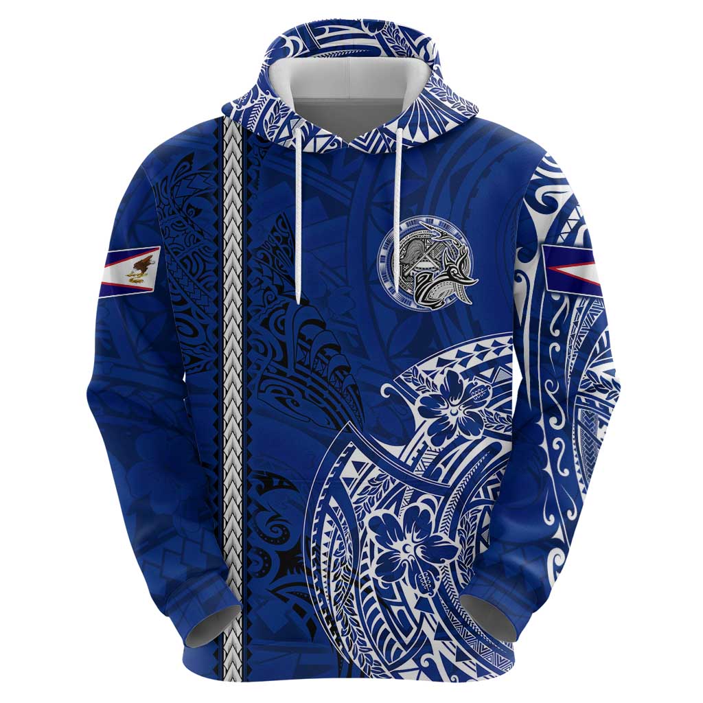 Sharks And American Samoa Zip Hoodie Simple Polynesian Blue DT02 - Polynesian Pride